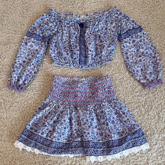 Poupette St. Barth Blue and Purple Skirt Set - Picture 1 of 6